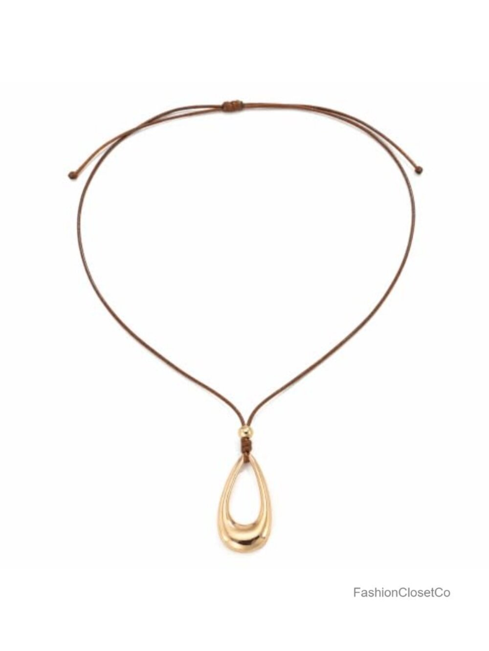 Long Teardrop Pendant Necklace for Women Boho Adjustable Cord Lightweight